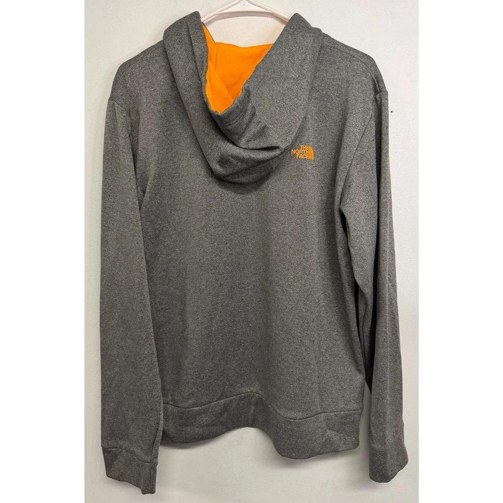 The North Face Mens Gray Orange Logo‎ Pullover Hoodie Sweatshirt Medium TC2D